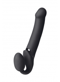 Черный безремневой вибрострапон Vibrating Bendable Strap-On L - Strap-on-me - купить с доставкой в Химках