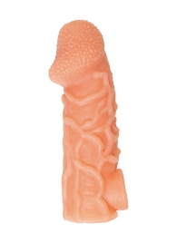 Телесная закрытая насадка с венками Cock Sleeve Size L - 17,6 см. - KOKOS - в Химках купить с доставкой