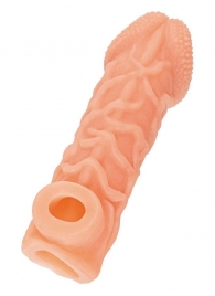 Телесная закрытая насадка с венками Cock Sleeve Size L - 17,6 см. - KOKOS - в Химках купить с доставкой