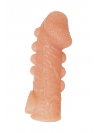 Телесная закрытая насадка с шишечками Cock Sleeve Size L - 17,6 см. - KOKOS - в Химках купить с доставкой