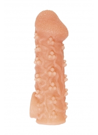 Телесная закрытая насадка с пучками шишечек Cock Sleeve Size S - 13,8 см. - KOKOS - в Химках купить с доставкой