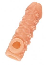Телесная закрытая насадка с пучками шишечек Cock Sleeve Size M - 15,6 см. - KOKOS - в Химках купить с доставкой