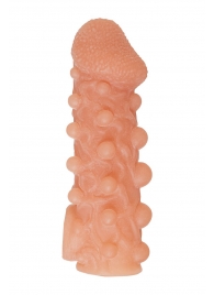 Телесная закрытая насадка с шариками Cock Sleeve Size L - 17,6 см. - KOKOS - в Химках купить с доставкой