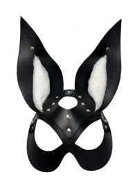 Черная маска зайки с белым мехом на ушках Miss Bunny - БДСМ Арсенал - купить с доставкой в Химках