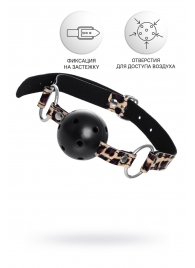 Черный кляп-шар на леопардовых ремешках Anonymo - ToyFa - купить с доставкой в Химках
