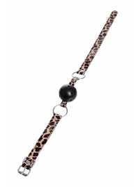 Черный кляп-шар на леопардовых ремешках Anonymo - ToyFa - купить с доставкой в Химках