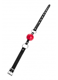 Красный кляп-шар на черных ремешках - ToyFa - купить с доставкой в Химках