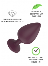 Бордовая малая силиконовая пробка с прозрачным кристаллом - Свободный ассортимент