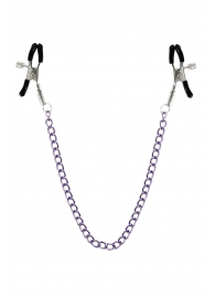 Зажимы для сосков с фиолетовой цепочкой Sweet Caress Nipple Chain - Sweet Caress - купить с доставкой в Химках