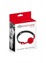 Красный кляп-шарик на черных ремешках - Fetish Tentation - купить с доставкой в Химках