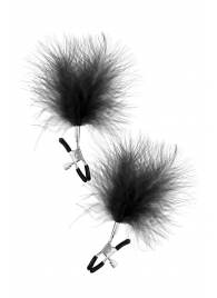Зажимы на соски с черными пуховыми кисточками Sweet Caress Feather Nipple Clumps - Sweet Caress - купить с доставкой в Химках