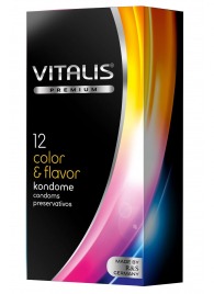 Цветные ароматизированные презервативы VITALIS PREMIUM color   flavor - 12 шт. - Vitalis - купить с доставкой в Химках