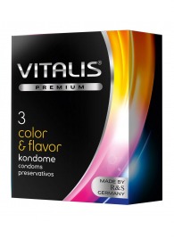 Цветные ароматизированные презервативы VITALIS PREMIUM color   flavor - 3 шт. - Vitalis - купить с доставкой в Химках