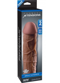 Коричневая насадка Mega 2  Extension - 20,3 см. - Pipedream - в Химках купить с доставкой