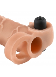 Телесная вибронасадка с кольцом Vibrating Real Feel 2 Extension - 16 см. - Pipedream - в Химках купить с доставкой