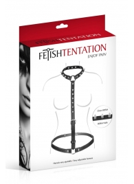 Черная упряжь на тело с шипами на ошейнике - Fetish Tentation - купить с доставкой в Химках