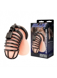 Черная металлическая клетка с замком Deluxe Chastity Cage - BlueLine - купить с доставкой в Химках