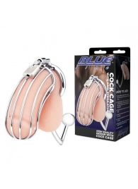 Серебристая металлическая клетка с анальным стимулятором Cock Cage - BlueLine - купить с доставкой в Химках
