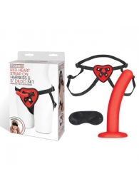 Красный поясной фаллоимитатор Red Heart Strap on Harness   5in Dildo Set - 12,25 см. - Lux Fetish - купить с доставкой в Химках
