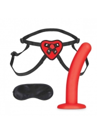 Красный поясной фаллоимитатор Red Heart Strap on Harness   5in Dildo Set - 12,25 см. - Lux Fetish - купить с доставкой в Химках
