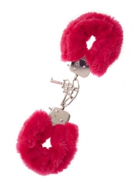 Металлические наручники с красной меховой опушкой METAL HANDCUFF WITH PLUSH RED - Dream Toys - купить с доставкой в Химках