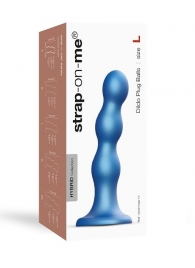 Голубая насадка Strap-On-Me Dildo Plug Balls size L - Strap-on-me - купить с доставкой в Химках