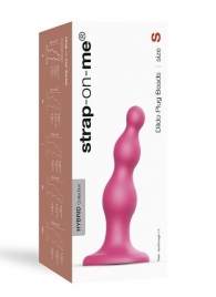 Розовая насадка Strap-On-Me Dildo Plug Beads size S - Strap-on-me - купить с доставкой в Химках