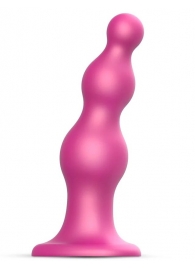 Розовая насадка Strap-On-Me Dildo Plug Beads size L - Strap-on-me - купить с доставкой в Химках