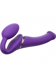 Фиолетовый безремневой вибрострапон Vibrating Bendable Strap-On - size L - Strap-on-me - купить с доставкой в Химках