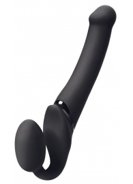 Черный безремневой вибрострапон Silicone Bendable Strap-On - size XL - Strap-on-me - купить с доставкой в Химках