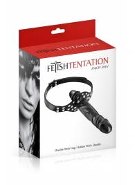 Черный кляп-фаллоимитатор Double Penis Gag - Fetish Tentation - купить с доставкой в Химках
