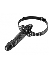 Черный кляп-фаллоимитатор Double Penis Gag - Fetish Tentation - купить с доставкой в Химках