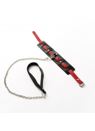 Черный ошейник с красным ремешком и поводком - Crazy Handmade - купить с доставкой в Химках