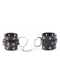Черные кожаные наручники с люверсами - Crazy Handmade - купить с доставкой в Химках