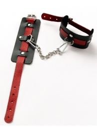 Черные оковы с красным декором и заклепками - Crazy Handmade - купить с доставкой в Химках