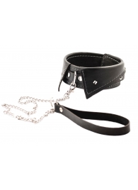 Черный ошейник-воротничок с металлическим поводком - Crazy Handmade - купить с доставкой в Химках