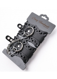 Ажурные наручники из черной кожи - Crazy Handmade - купить с доставкой в Химках