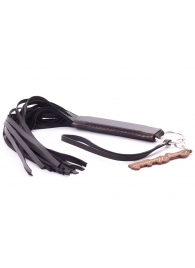 Черная кожаная плеть с удобной ручкой - 50 см. - Crazy Handmade - купить с доставкой в Химках