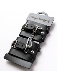 Черные кожаные наручники с ремешками - Crazy Handmade - купить с доставкой в Химках