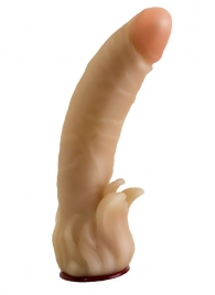 Телесная гелевая насадка-фаллос с клиторальными лепестками - 18,5 см. - LOVETOY (А-Полимер) - купить с доставкой в Химках