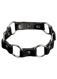 Кожаный черный ошейник с кольцами - Sitabella - купить с доставкой в Химках