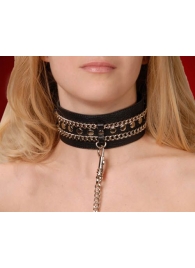 Чёрный ошейник с цепочками и поводком - Sitabella - купить с доставкой в Химках