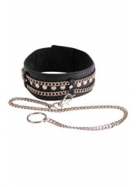 Чёрный ошейник с цепочками и поводком - Sitabella - купить с доставкой в Химках