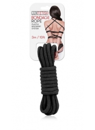 Черная хлопковая веревка для связывания - 3 м. - Lux Fetish - купить с доставкой в Химках