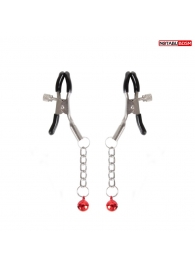 Серебристые зажимы на соски с шариками на цепочках - Notabu - купить с доставкой в Химках