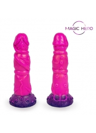 Розовый рельефный фантазийный фаллоимитатор - 20 см. - Bior toys - купить с доставкой в Химках