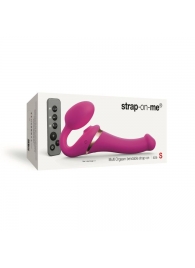 Ярко-розовый безремневой страпон Multi Orgasm Size S с клиторальной стимуляцией - Strap-on-me - купить с доставкой в Химках