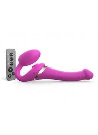 Ярко-розовый безремневой страпон Multi Orgasm Size S с клиторальной стимуляцией - Strap-on-me - купить с доставкой в Химках