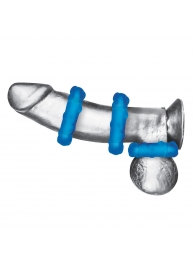 Комплект из трех голубых эрекционных колец 3-Pack Ribbed Rider Cock Ring Set - BlueLine - в Химках купить с доставкой