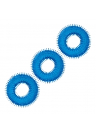 Комплект из трех голубых колец для эрекции 3-Pack Ultra-Stim Stretch Cock Rings - BlueLine - в Химках купить с доставкой